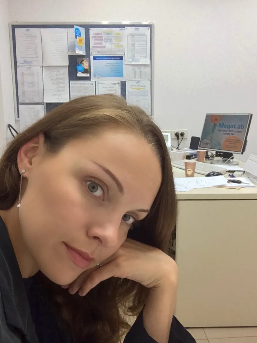 Maria Ilinsky at her workplace in Maccabi Healthcare Services